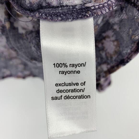 Maurices Lace Inset Blouse Womens Size XXL Long Sleeve Purple Floral Print - Picture 6 of 6